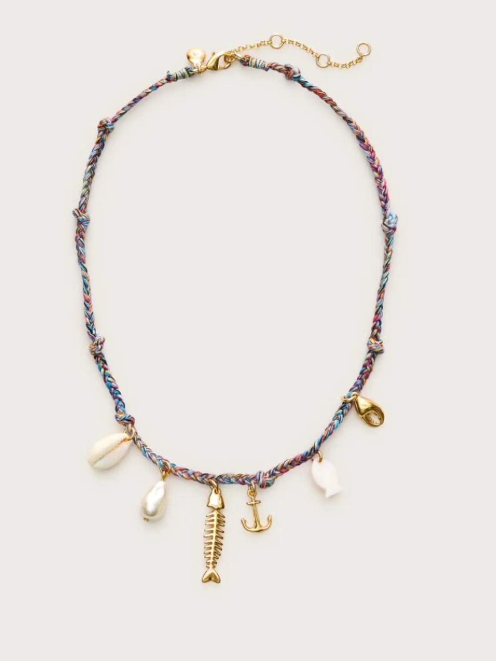 J crew Braided fishbone charm necklace